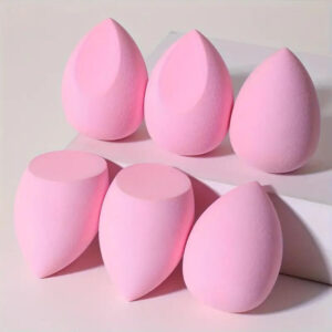 6 Piece Beauty Blender Mixed Color Makeup Sponge Set With Decorative Reusable Floral Container