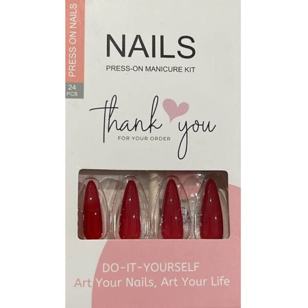 24 Pcs Nails Press-On Manicure Kit - Red