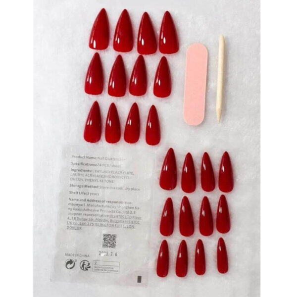 24 Pcs Nails Press-On Manicure Kit - Red - Image 4