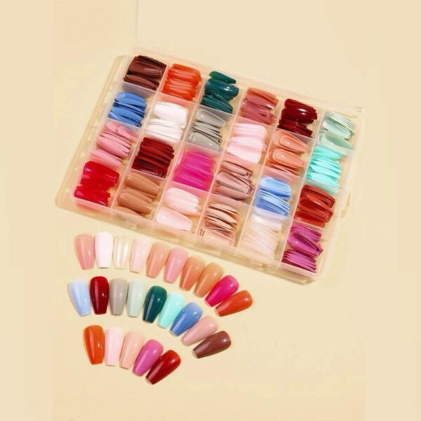 240 Pcs Sets Glossy Press-On Nails Short Oval False Nails Colorful Full Box - Image 2