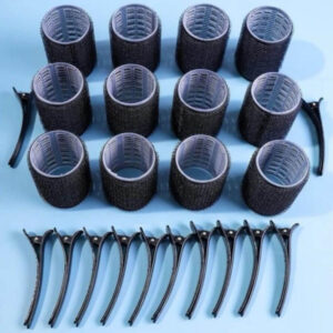 Large Hair Rollers Self Grip Salon Hairdressing Curlers 12 Pack - Black