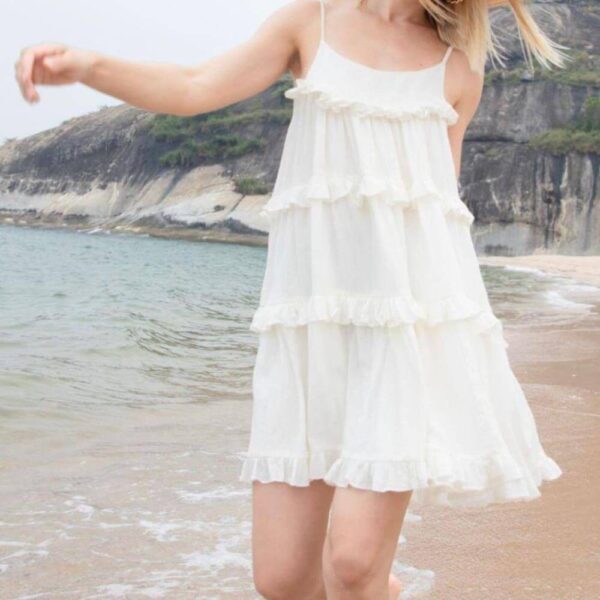 Scalloped Dress White Color