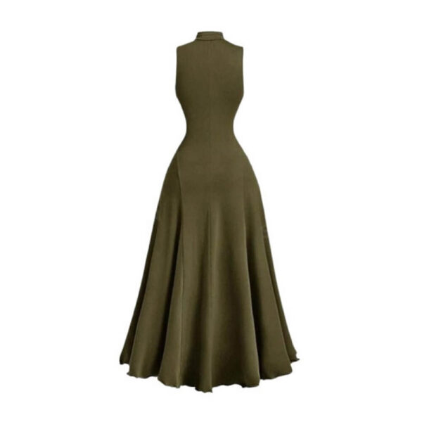 Women Long Dress Stretch - Army Green - Image 2